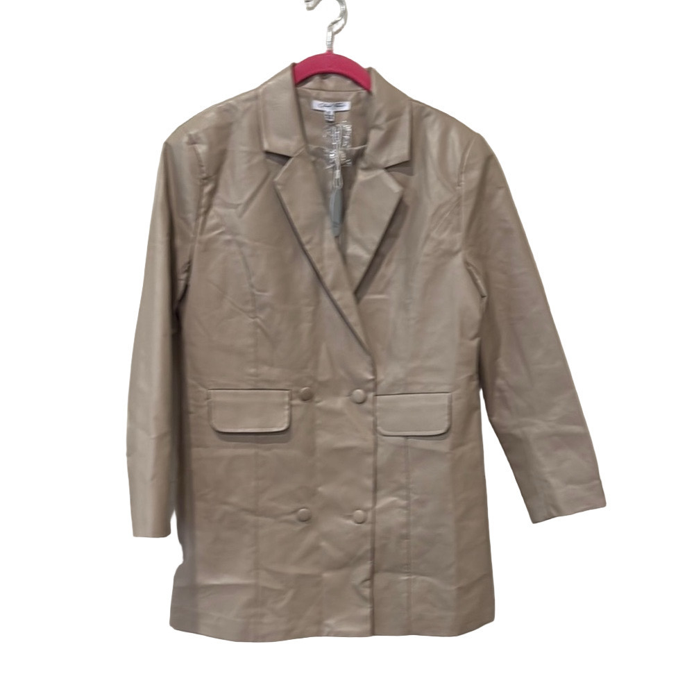 Cloud Ten NWT faux leather long button down jacket, medium